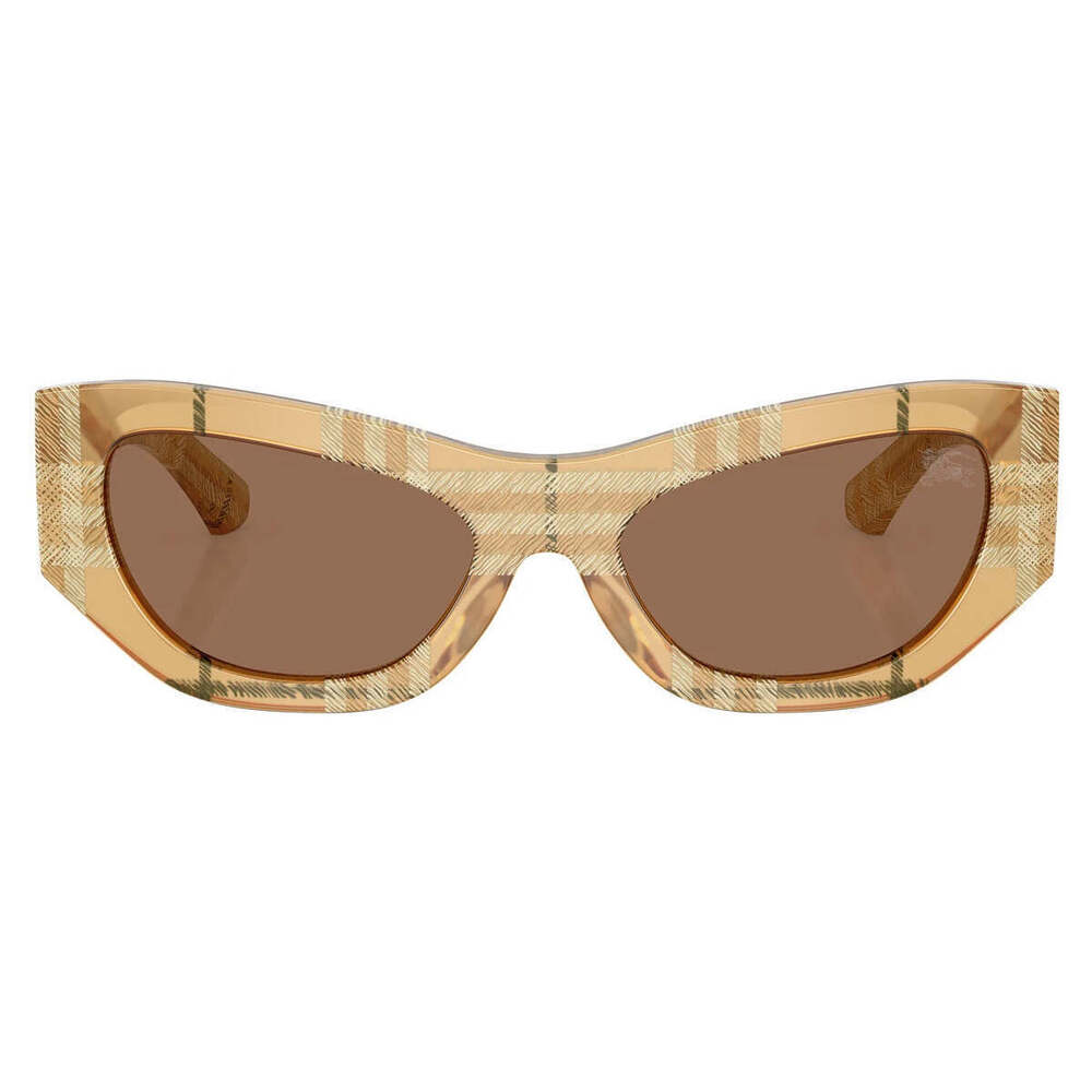 NWT Burberry 0BE4450U-415773 Check Beige Cat Eye 54mm Sunglasses - Picture 4 of 5